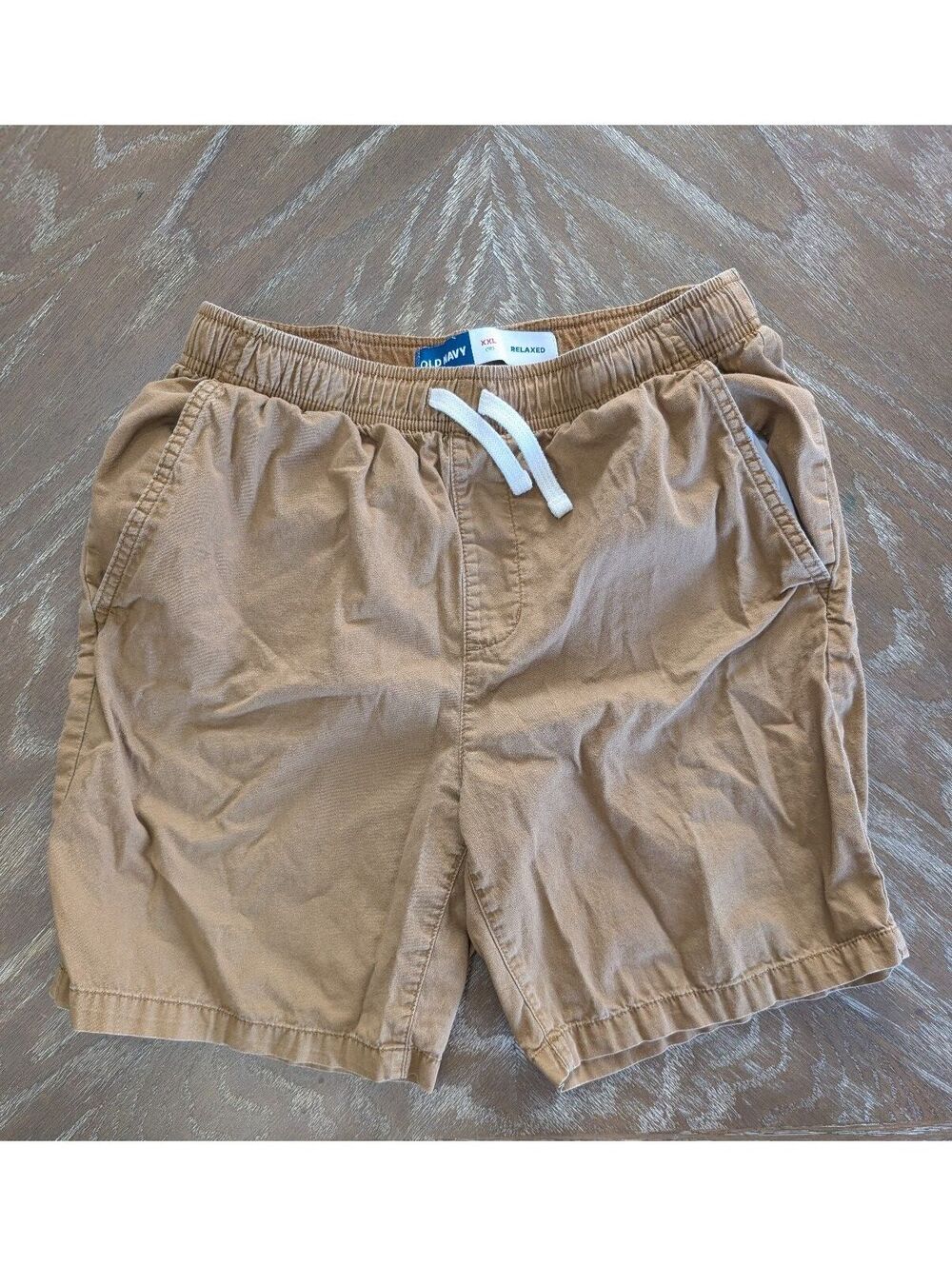 Old Navy Boys XXL (18) Brown Khaki Relaxed Pull-On Drawstring Shorts